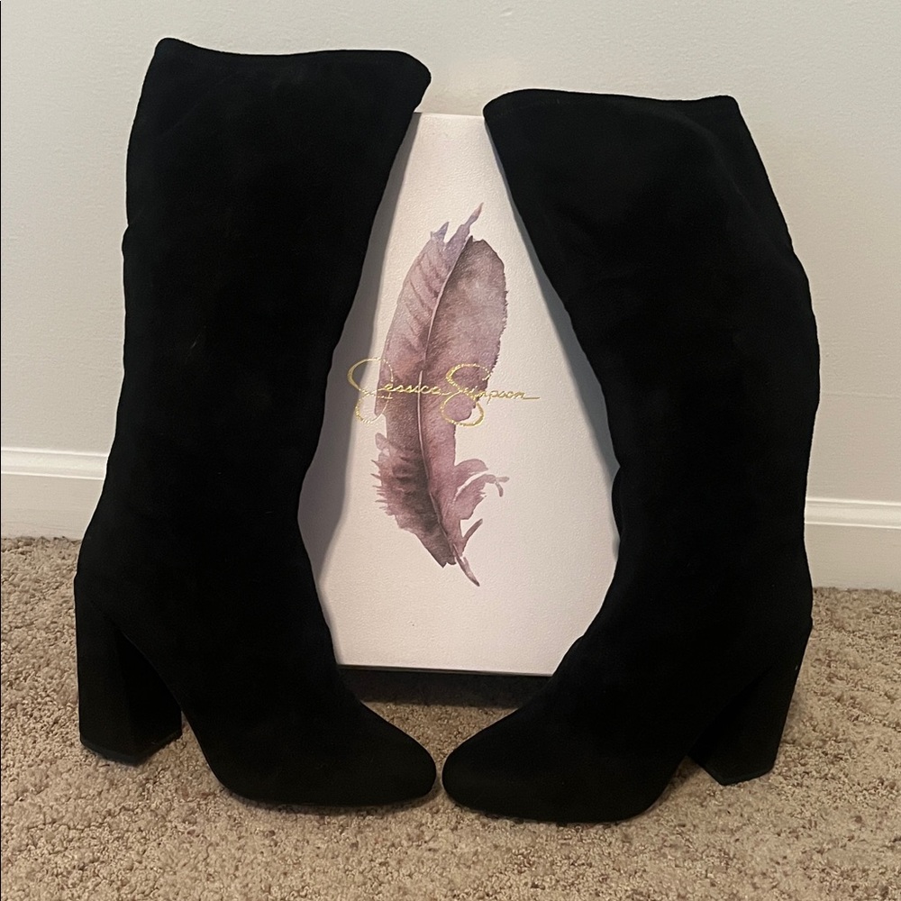 Jessica Simpson Black Heeled Boots (suede)
